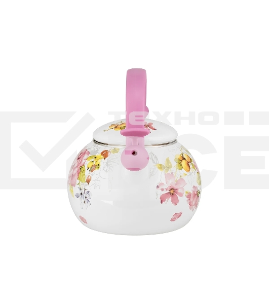 Чайник для плиты LR00-20 LARA (эмаль) PINK 2.5 л, индукционное дно, свисток, автоподъем крышки