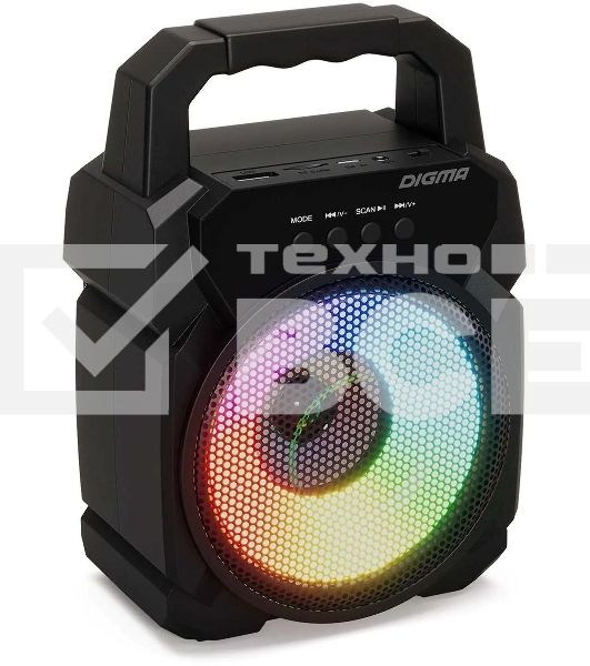 Портативная колонка Digma D-PS1500 черный 10 Вт 1.0 BT 10м 500mAh