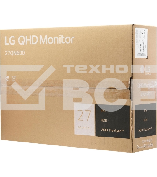 Монитор 27' LG 27QN600-B IPS 2560x1440, 75 Гц, 5 мс, 16:9, 350 кд/м2, 2xHDMI, 1хDP, черный