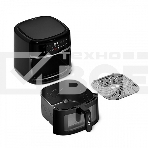 Аэрогриль BQ GR2007 черный, 1800Вт, 8л, XL/4 в 1:гриль, жарка, выпечка, запекание/Технология AIR CYCLE быстрая и равномерная циркуляция горячего воздуха/Управления устройством: температура от 80 до 200 градусов, таймер: от 1 до 60 мин/8 автоматических программ: от закусок до десертов, напоминание о необходимости перемешивания: для лучших результатов готовки/Процесс приготовления под контролем: следите за готовностью блюд и степенью прожарки через специальное смотровое окно/Легкая очистка: чаша и решетка имеют специальное покрытие Non Stick PRO которое обеспечивает безупречные антипригарные свойства, вы легко сможете помыть их под водой', фото2