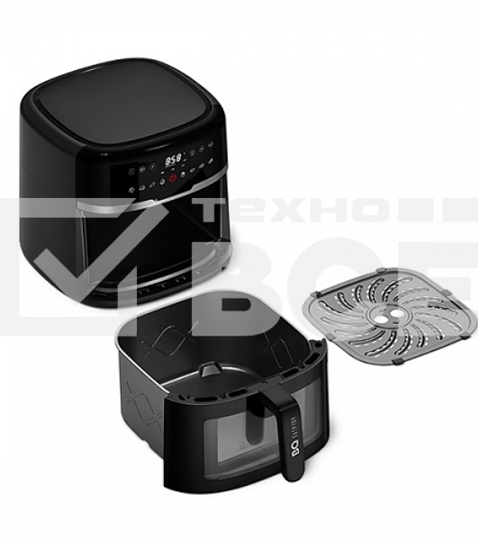 Аэрогриль BQ GR2007 черный, 1800Вт, 8л, XL/4 в 1:гриль, жарка, выпечка, запекание/Технология AIR CYCLE быстрая и равномерная циркуляция горячего воздуха/Управления устройством: температура от 80 до 200 градусов, таймер: от 1 до 60 мин/8 автоматических программ: от закусок до десертов, напоминание о необходимости перемешивания: для лучших результатов готовки/Процесс приготовления под контролем: следите за готовностью блюд и степенью прожарки через специальное смотровое окно/Легкая очистка: чаша и решетка имеют специальное покрытие Non Stick PRO которое обеспечивает безупречные антипригарные свойства, вы легко сможете помыть их под водой'