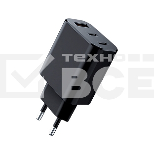 СЗУ Qumo Energy GaN PD 30W (Charger 0073), три порта: 2х Type-C PD + USB-A QC3.0,черный
