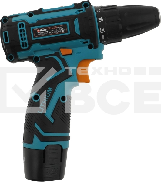 Дрель-шуруповерт Bort BAB-12x2Li-FD, Аккумуляторная, 12В, 2 АКБ