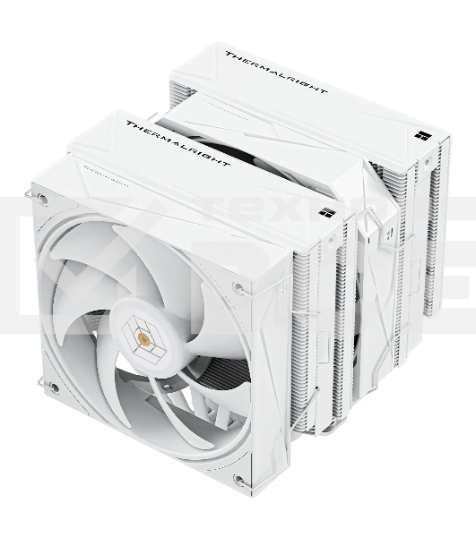 Кулер для процессора Thermalright Royal Pretor 130 белый (4-pin PWM, 158mm, Ni/Cu, 6x6mm, 1x120+1x130mm, 80.45CFM/81.88CFM, 29.4dBA/28.3dBA, 2150PM/1750RPM, S: 1200, 1700, 1851, 2011, 2066, 115X, AM4, AM5, white)