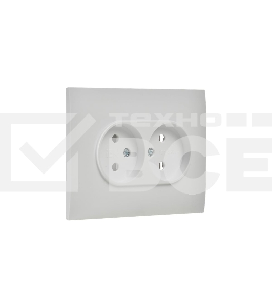 Розетка 2-м SKANDY 10А без заземл. без защ. шторок в сборе SK-R10W арктич. бел. IEK SK-R20-10-K01-F