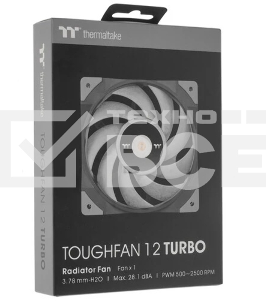 Вентилятор для корпуса Thermaltake TOUGHFAN 12 Turbo черный, 120 мм, 2500 об/мин, 28.1 дБ, 4 pin