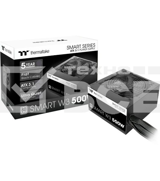 Блок питания Thermaltake Smart RGB 500W (PS-SPW-0500NNFAWE-1), 500Вт, 80 PLUS, 120мм, черный