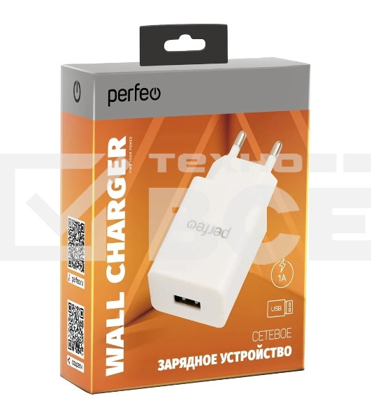 Сетевое зарядное устройство PERFEO с разъемом USB, 1А, белый (I4656)