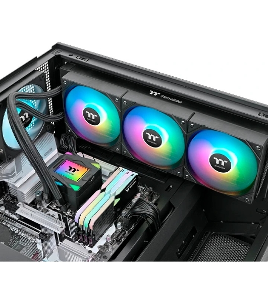 Система жидкостного охлаждения Thermaltake LA360 ARGB Soc-AM5/AM4/1200/1700/1851 черный 4-pin 38.35dB Al+Cu Ret (CL-W459-PL12SW-A)
