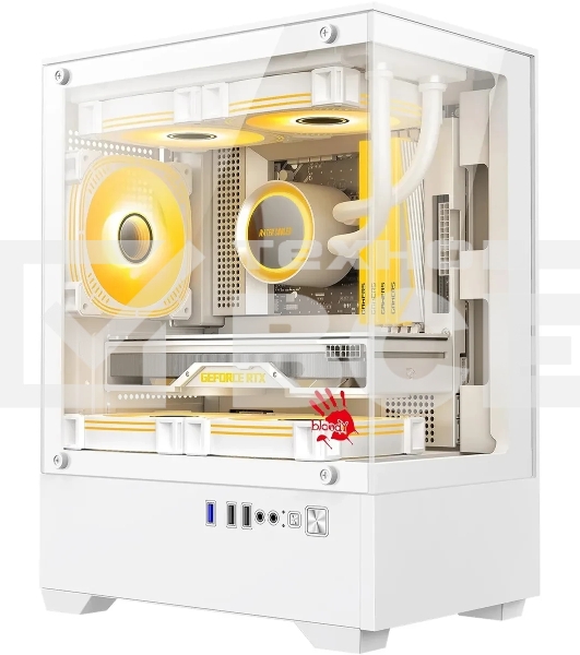 Компьютерный корпус Bloody CC-125 белый без БП mATX 5x120мм 2xUSB2.0 1xUSB3.0 audio bott PSU