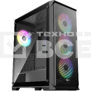 Корпус без блока питания Raijintek ARCADIA 41-MS4, Midi-Tower, TG, 1x120мм + 3x120мм ARGB, 2xUSB-A 3.0 + 1xUSB-C, ATX, mATX, mITX Black