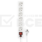 Сетевой фильтр Гарнизон ECL-6-W-5, 6р, 10А, 5м, ур.защиты 4, белый, пакет, фото 1
