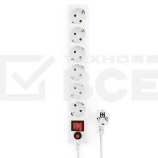 Сетевой фильтр Гарнизон ECL-6-W-5, 6р, 10А, 5м, ур.защиты 4, белый, пакет