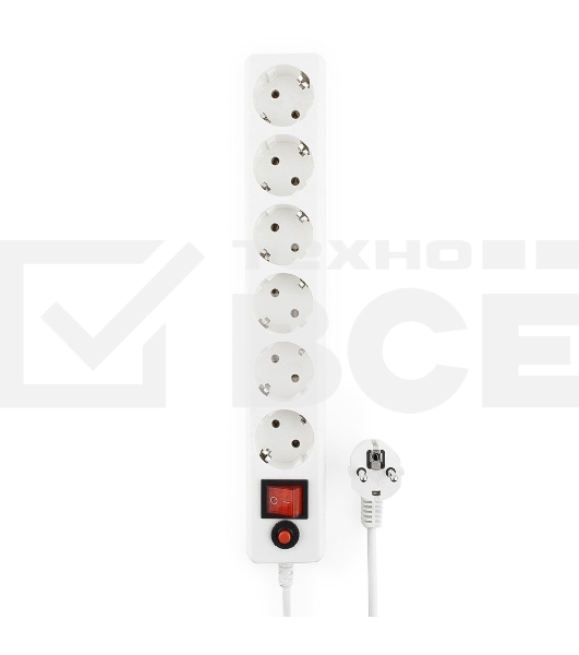 Сетевой фильтр Гарнизон ECL-6-W-5, 6р, 10А, 5м, ур.защиты 4, белый, пакет