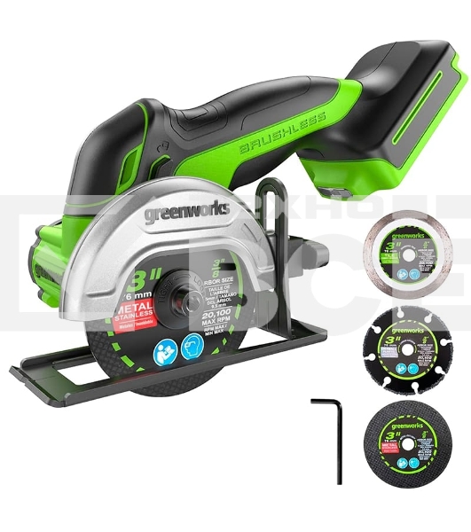Угловая шлифовальная машина GreenWorks GD24UCS, 24V, без АКБ и ЗУ, аккумуляторная (3402007)