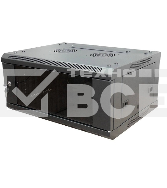 Шкаф телекоммуникационный настенный NEOMAX 6U (600х450), стеклянная дверь, замок-ключ (3 шт), разборный, цвет черный (1 коробка) NCB-WM6U-6045GK3-100-BK