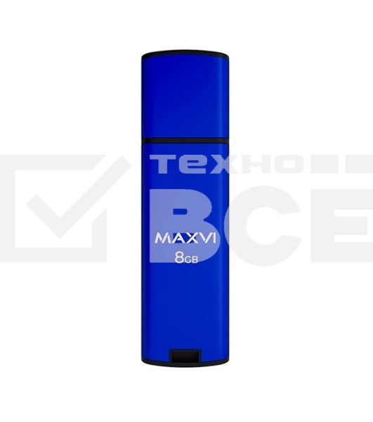 Флеш диск Maxvi MP2 8GB USB 2.0 blue, монолит с колпачком, ABS пластик + металл