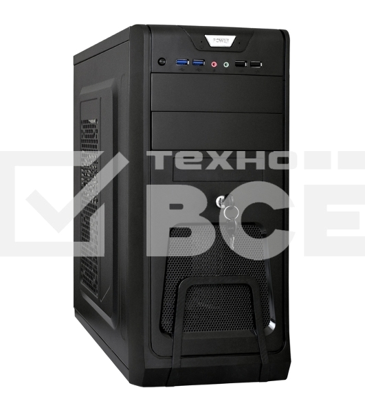 Компьютерный корпус Miditower ExeGate CP-603UB-UNS400 (ATX, БП UNS400 с вент. 12см, 2хUSB, аудио, черный)