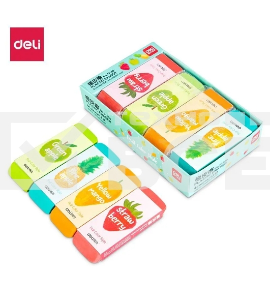 Ластик Deli 71050 108х40х12мм, ассорти, индивидуальная картонная упаковка