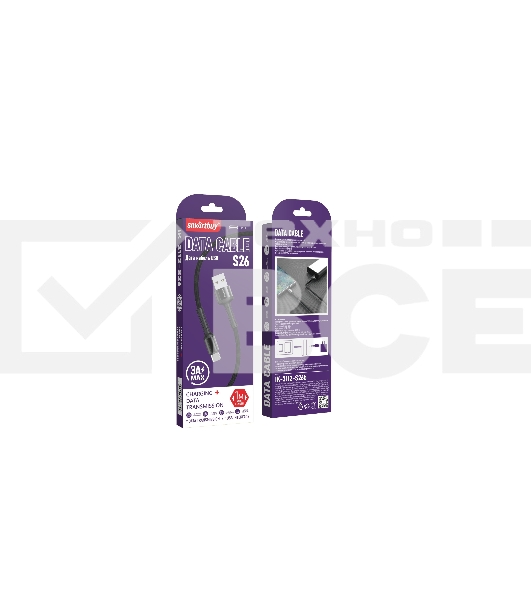 Кабель Smartbuy S26 Type C черный.,3 А,QC,нейл.,1м