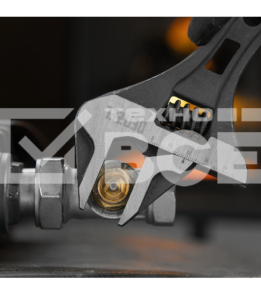 Ключ разводной Denzel 185 мм, CrV, кованый, укороченная рукоятка