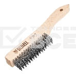 Щетка зачистная Denzel 5-и рядная, прямая проволока из нержавеющей стали с деревянной ручкой, EFP, фото 1