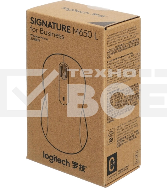 Мышь Logitech M650 L черный оптическая 4000dpi беспров. BT/Radio USB (910-006350)