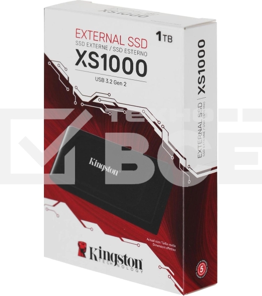 Внешний SSD Kingston XS1000, 1Tb, USB Type-C 3.1, R/W 1050 МБ/с/ 1000 МБ/с черный