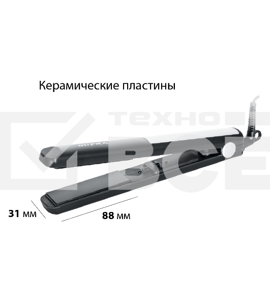 Выпрямитель для волос Supra HSS-1228S черный, 31 мм, 200 °C, 1 режим