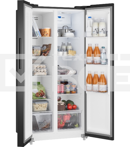 Холодильник Weissgauff WSBS 500 Inverter NoFrost Black двухкамерный 270/180л морозилка слева, No Frost, Side by Side