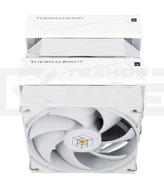 Кулер для процессора Thermalright Royal Pretor 130 белый (4-pin PWM, 158mm, Ni/Cu, 6x6mm, 1x120+1x130mm, 80.45CFM/81.88CFM, 29.4dBA/28.3dBA, 2150PM/1750RPM, S: 1200, 1700, 1851, 2011, 2066, 115X, AM4, AM5, white)