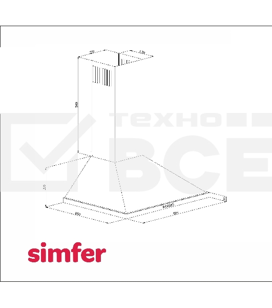 Вытяжка каминная Simfer 8563SM черный, кнопочное управление