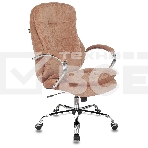 Кресло руководителя Бюрократ T-9950SL Fabric светло-коричневый Velvet 90, крестовина металл хром, фото2