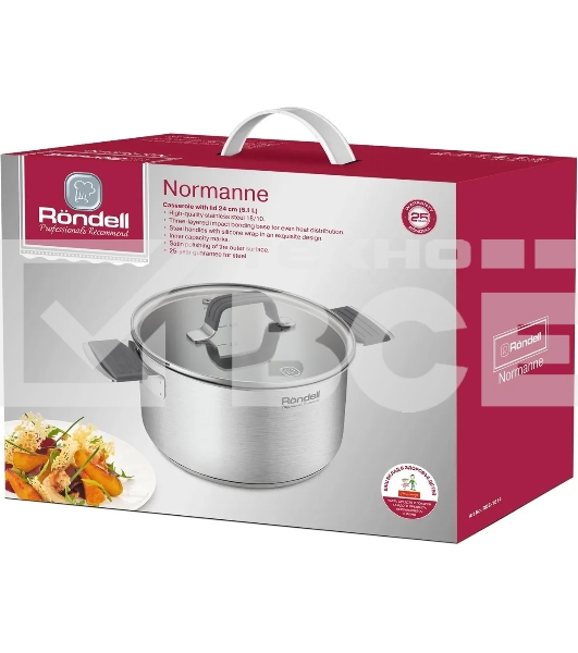 Кастрюля Rondell Normanne RDS-1814 5.1л. d=24см (с крышкой) стальной