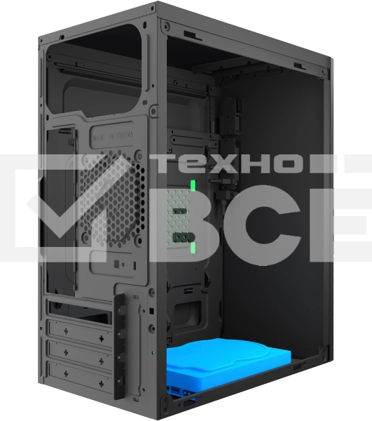 Компьютерный корпус с блоком питания 450Вт. Case Forza mATX, 450W, 2xUSB 2.0, Black, w/o FAN, 8 см fan PSU, power cord