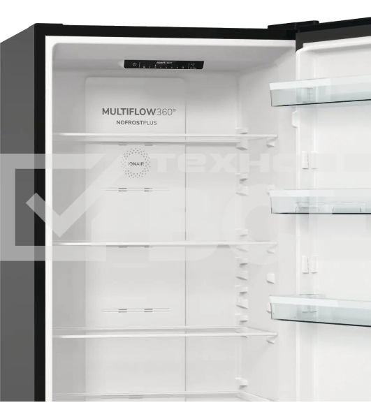 Холодильник Gorenje NRK6202EBXL4 черный матовый двухкамерный 235/96л морозилка снизу, No Frost