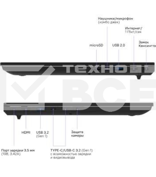 Ноутбук Rikor L5P/15'/IPS/Intel Core i5-1235U/16Gb/512Gb SSD/Intel Iris Xe Graphics/Win11pro/черный/1.85kg