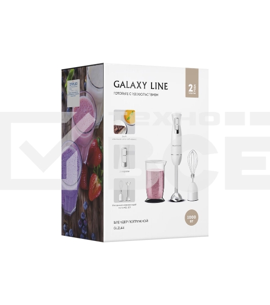 Блендер Galaxy Line GL 2144, белый, погружной, 1000 Вт, 17 000 об/мин, 2 скорости