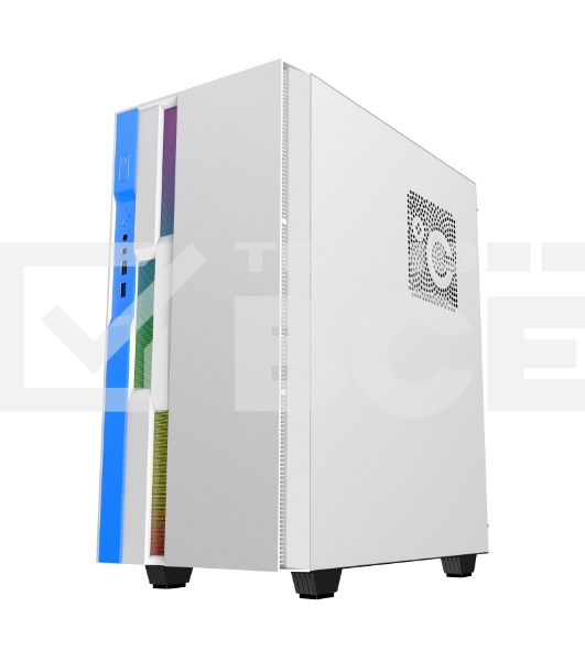 Компьютерный корпус GameMax Brufen C3 WB без БП, MidiT, ATX, Бело-гол, Зак. стекл., USB 3.0, 1*120; 1*140мм вент.