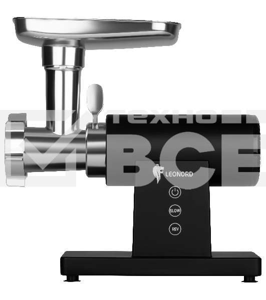 Мясорубка электрическая LEONORD LE-17705 Premium черный, 3000 Вт, 3.0 кг/мин, реверс, металлический лоток, насадки - 6