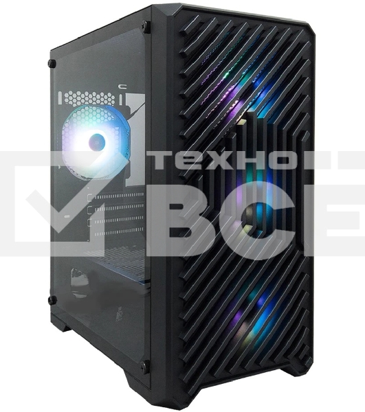 Компьютерный корпус 1STPLAYER TRILOBITE T5 ARGb Black, mATX, 4x120мм ARGb fans