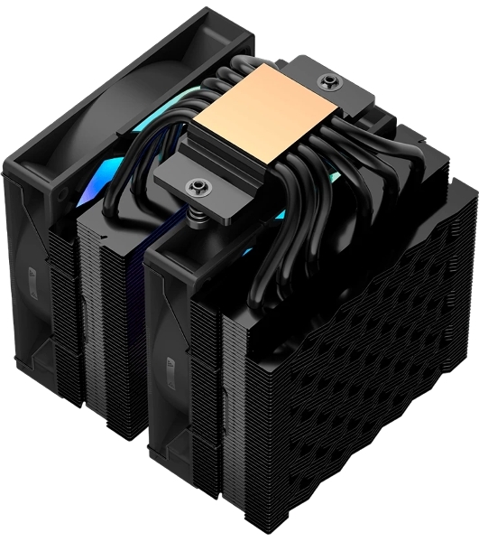 Кулер для процессора/CPU Cooler PCCooler RT620 ARGB BK (250W, 4-pin PWM, 157мм, Al/Cu, 6x6мм, 2x120мм, 73.32CFM, 34.9dBA, 2200RPM, S: 1851/1700/1200/115X, AM5/AM4, черный)