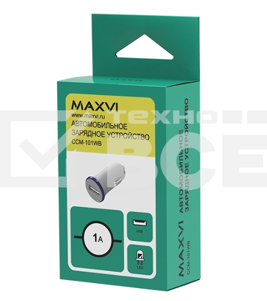 Автомобильное зарядное устройство Maxvi CCM-101WB USB 1А бело-синий