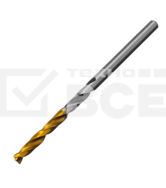 Сверло спиральное по металлу Denzel 3,5 x 70мм, Р6М5, Golden Tip, многогранная заточка, 2 шт.