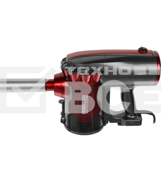 Пылесос вертикальный Centek CT-2561 красный/черный, питание от сети, 150 Вт, уборка сухая, пылесборник 0.5 л