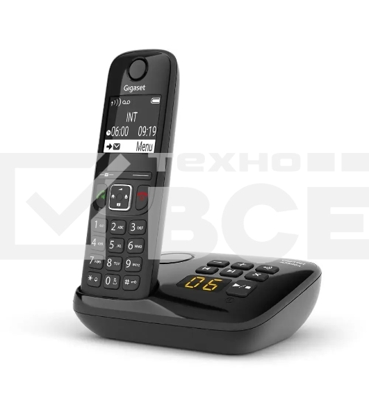 Радиотелефон Dect Gigaset AS690A черный автооветчик АОН