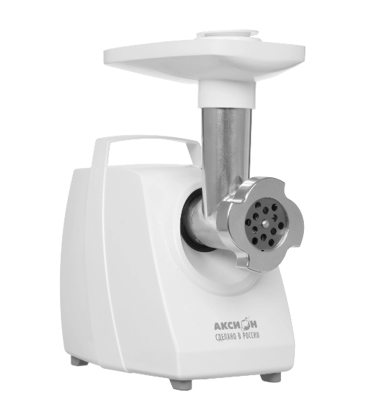 Мясорубка электрическая Аксион М33.02 белый, 1500 Вт, 1.7 кг/мин, реверс, защита от перегрузки, насадки - 5