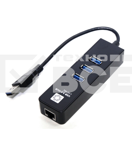 Адаптеры USB Ethernet 5bites Сетевой адаптер 5bites UA3-45-04BK 3*USB3.0 / RJ45 10/100/1000 Мбит/с
