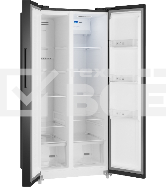 Холодильник Weissgauff WSBS 500 Inverter NoFrost Black двухкамерный 270/180л морозилка слева, No Frost, Side by Side