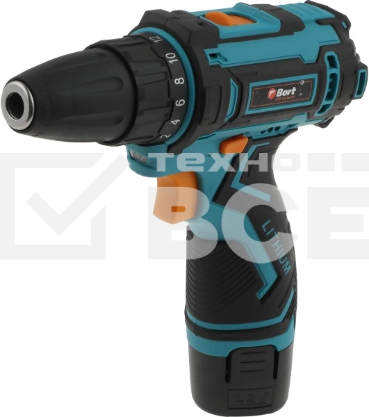 Дрель-шуруповерт Bort BAB-12x2Li-FD, Аккумуляторная, 12В, 2 АКБ